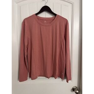 Apana Athletic Long‎ Sleeve Activewear Top Heather Pink Large Yoga Short Stretch